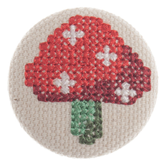 Woodland Toadstool Fabric Covered Shank Button - 30mm [LC10.3]