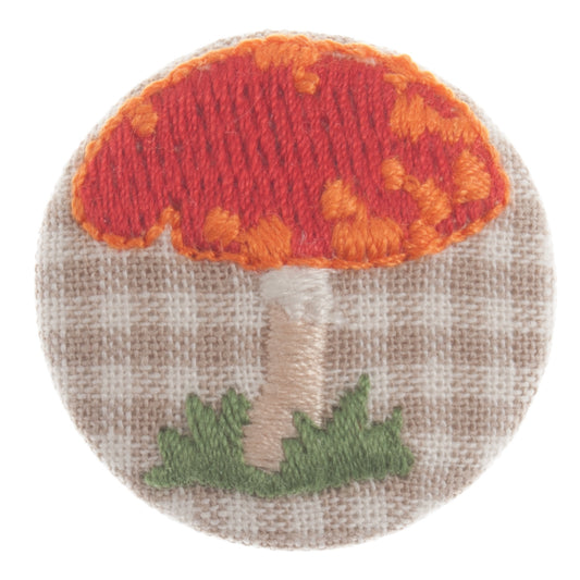 Woodland Toadstool Tartan Fabric Covered Shank Button - 30mm [LC10.7]