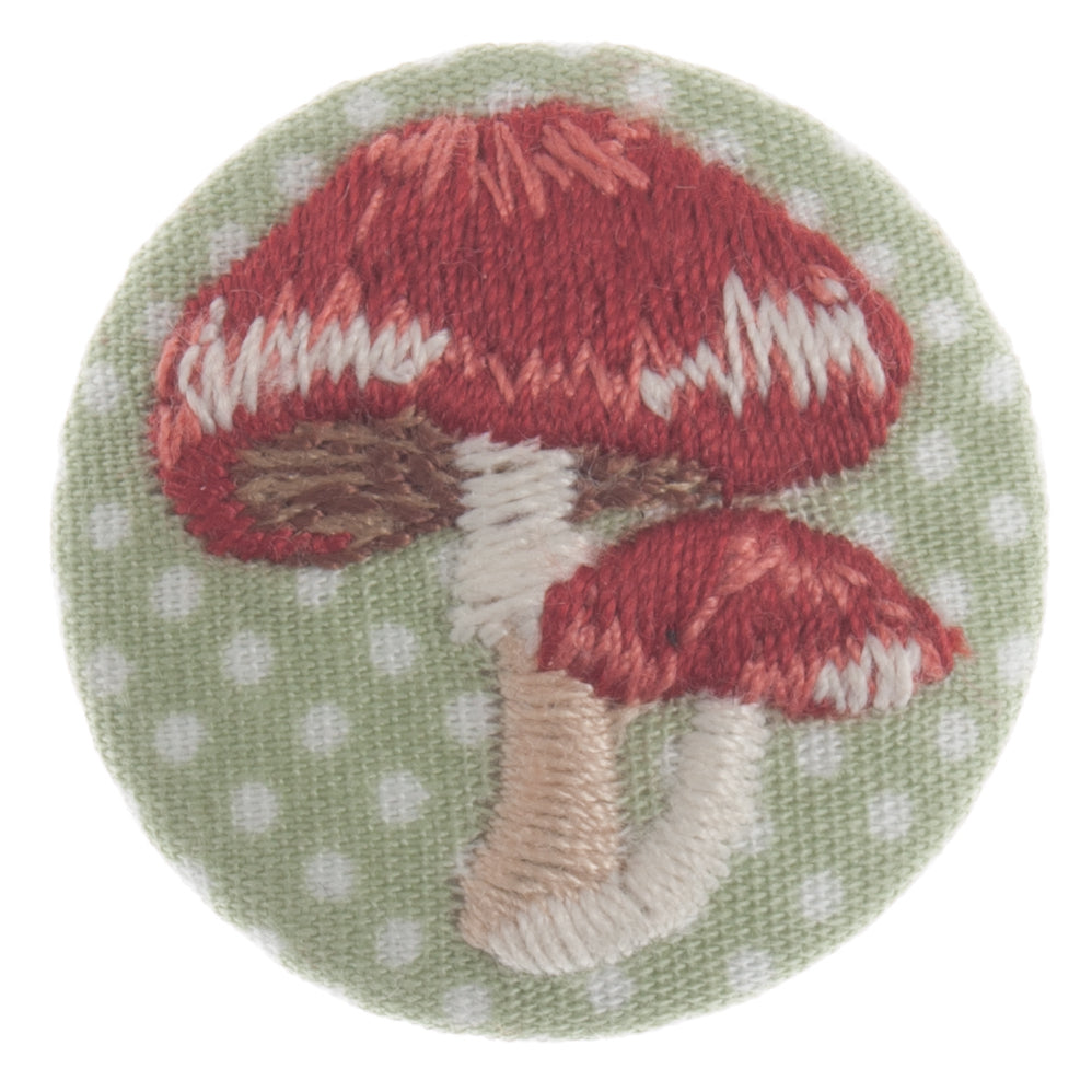 Woodland Toadstool Green Spot Fabric Covered Shank Button - 30mm [LC11.7]