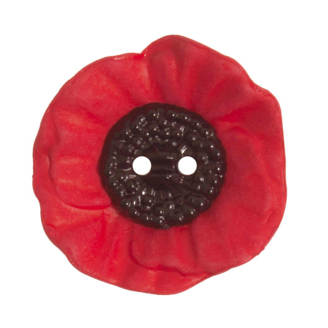 2 Hole Remembrance Day Poppy Button - 41mm