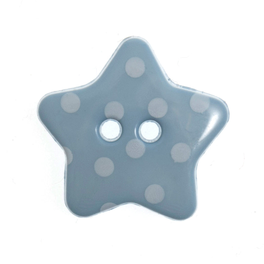 2 Hole Polka Dot Star Button - 18mm - Blue/White [LD14.4]