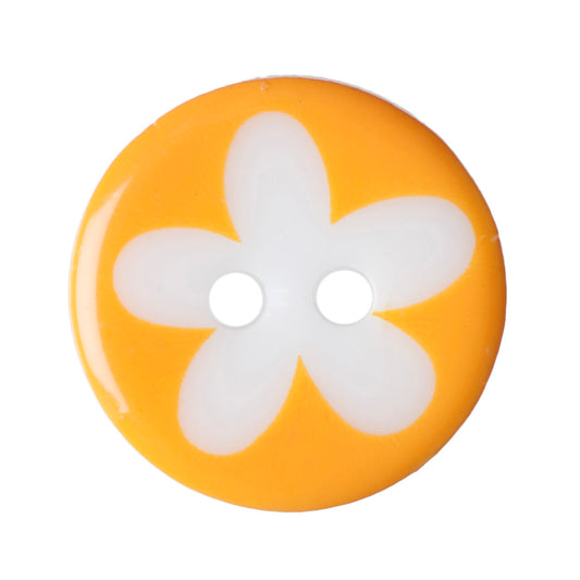 Flower Design 2 Hole Button - 13mm - Light Orange [LD14.2]