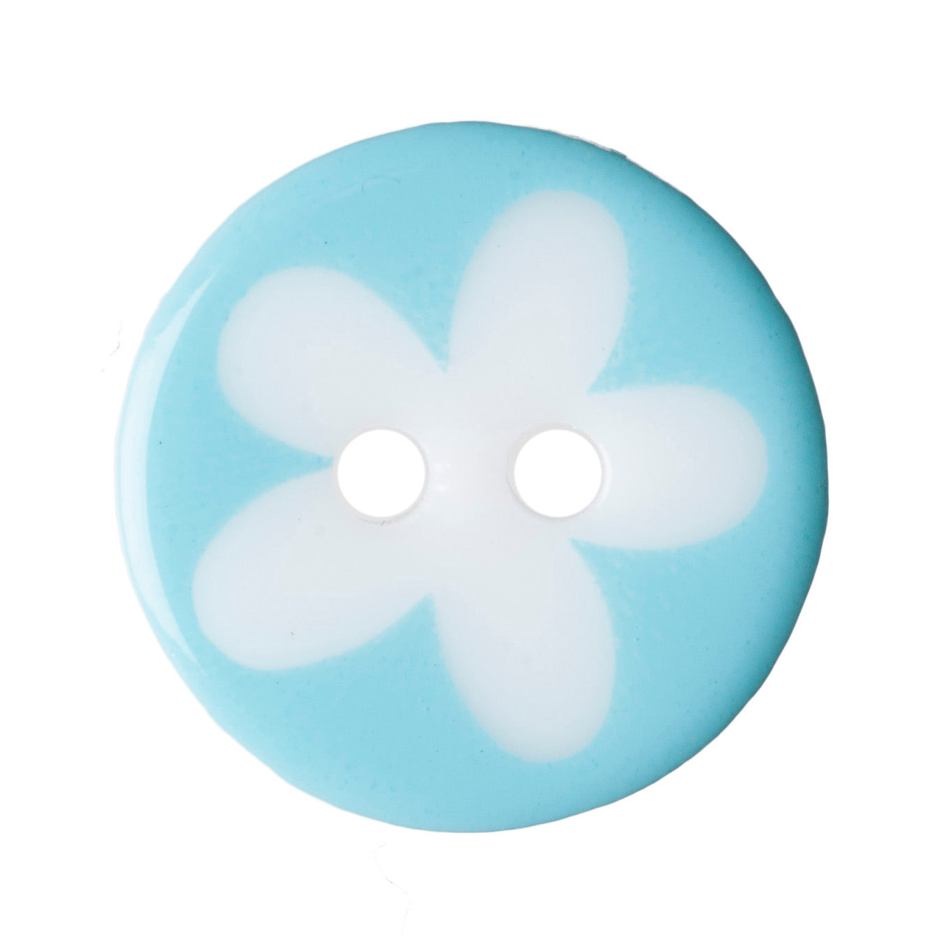 Flower Design 2 Hole Button - 13mm - Light Blue