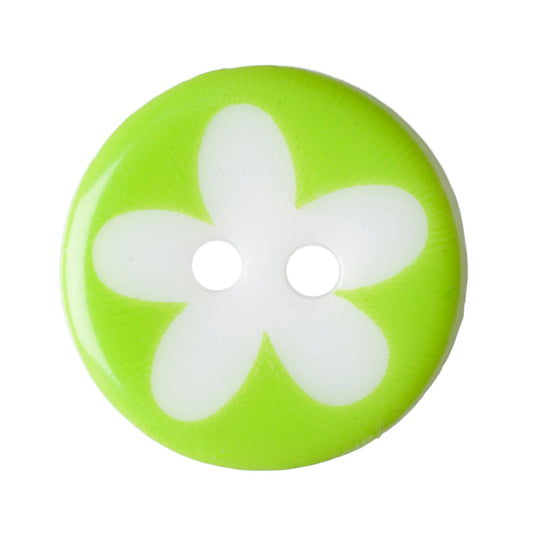 Flower Design 2 Hole Button - 13mm - Light Green [LD20.1]