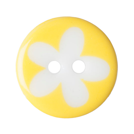 Flower Design 2 Hole Button - 13mm - Yellow [LD18.1]