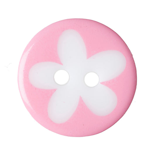 Flower Design 2 Hole Button - 13mm - Light Pink [LD20.3]