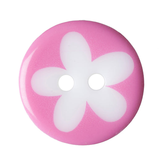 Flower Design 2 Hole Button - 13mm - Pink [LD20.8]