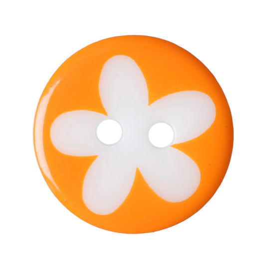 Flower Design 2 Hole Button - 13mm - Orange [LD13.5]