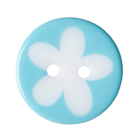 Flower Design 2 Hole Button - 17mm - Light Blue [LD11.2]