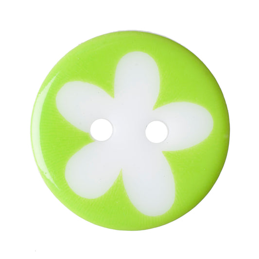 Flower Design 2 Hole Button - 17mm - Light Green [LD11.6]