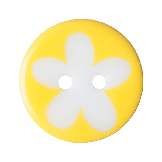 Flower Design 2 Hole Button - 17mm - Yellow [LD15.2]