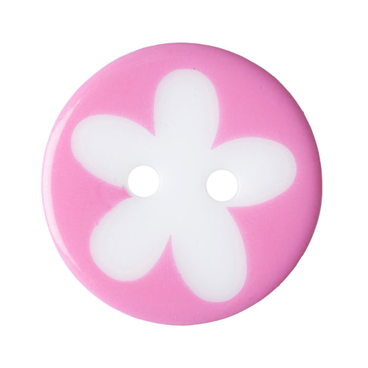 Flower Design 2 Hole Button - 17mm - Pink