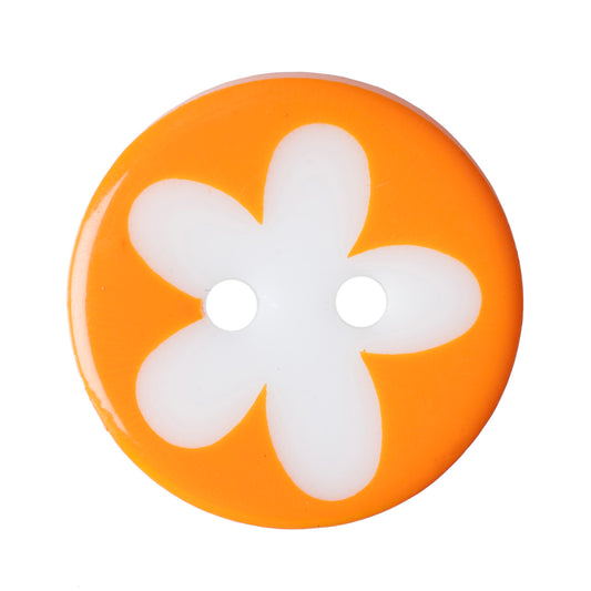 Flower Design 2 Hole Button - 17mm - Orange [LD12.8]