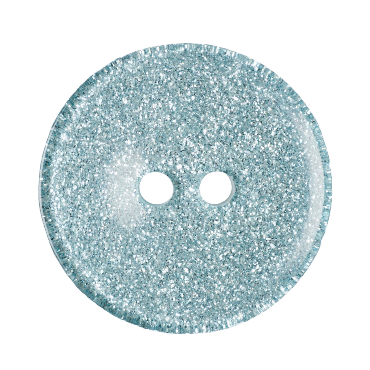 2 Hole Round Glitter Button - 20mm - Light Blue