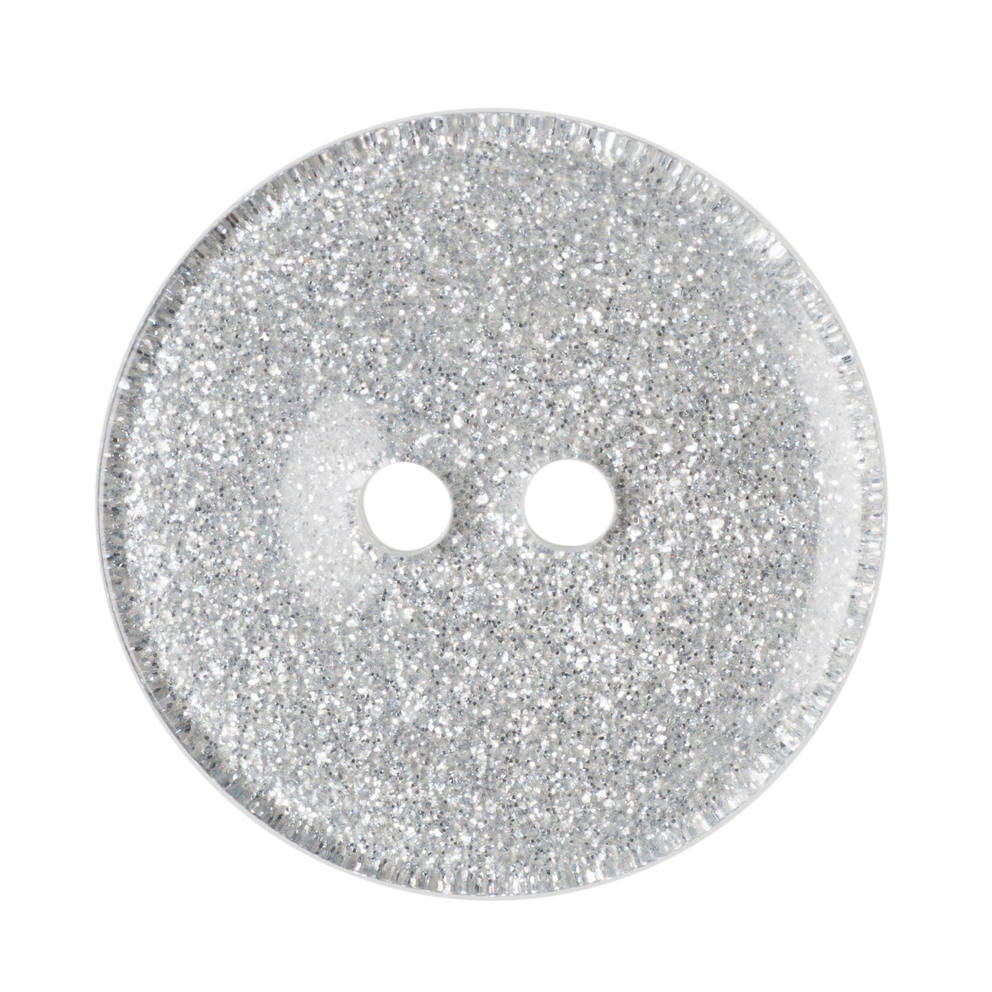 2 Hole Round Glitter Button - 20mm - Silver [LD12.1]