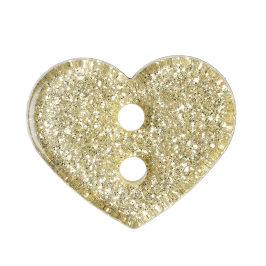 2 Hole Glitter Love Heart Button - 13mm - Light Yellow [LD10.2]