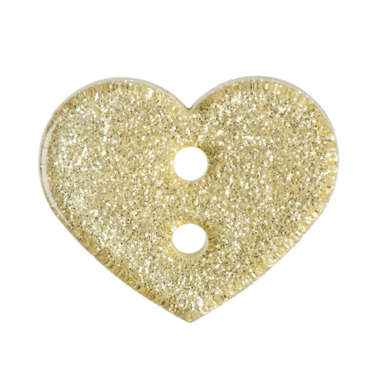 2 Hole Glitter Love Heart Button - 18mm - Light Yellow [LD10.1]
