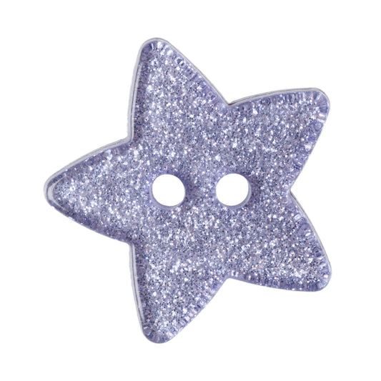 2 Hole Glitter Star Button - 18mm - Lilac [LD8.6]
