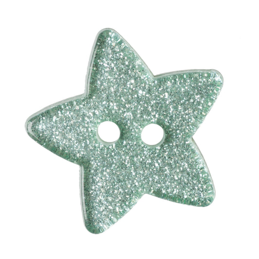 2 Hole Glitter Star Button - 18mm - Light Green [LD9.4]