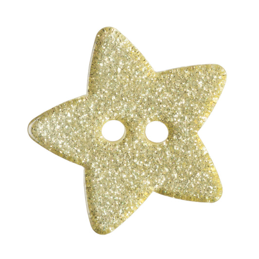 2 Hole Glitter Star Button - 18mm - Light Yellow [LD8.2]