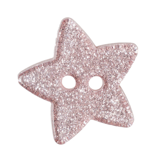 2 Hole Glitter Star Button - 18mm - Light Pink [LD8.7]
