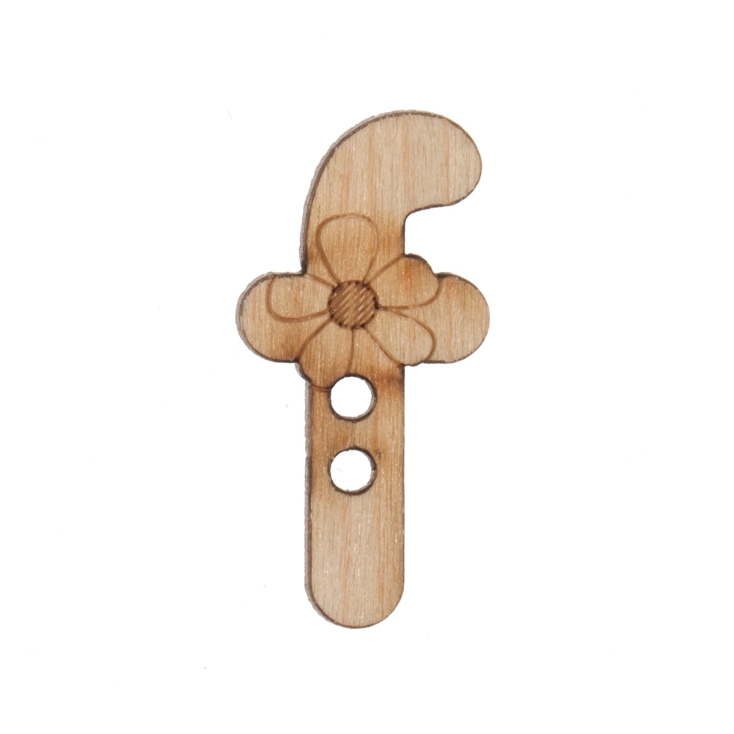 Wooden Alphabet Craft 2 Hole Button - 20mm - Letter F