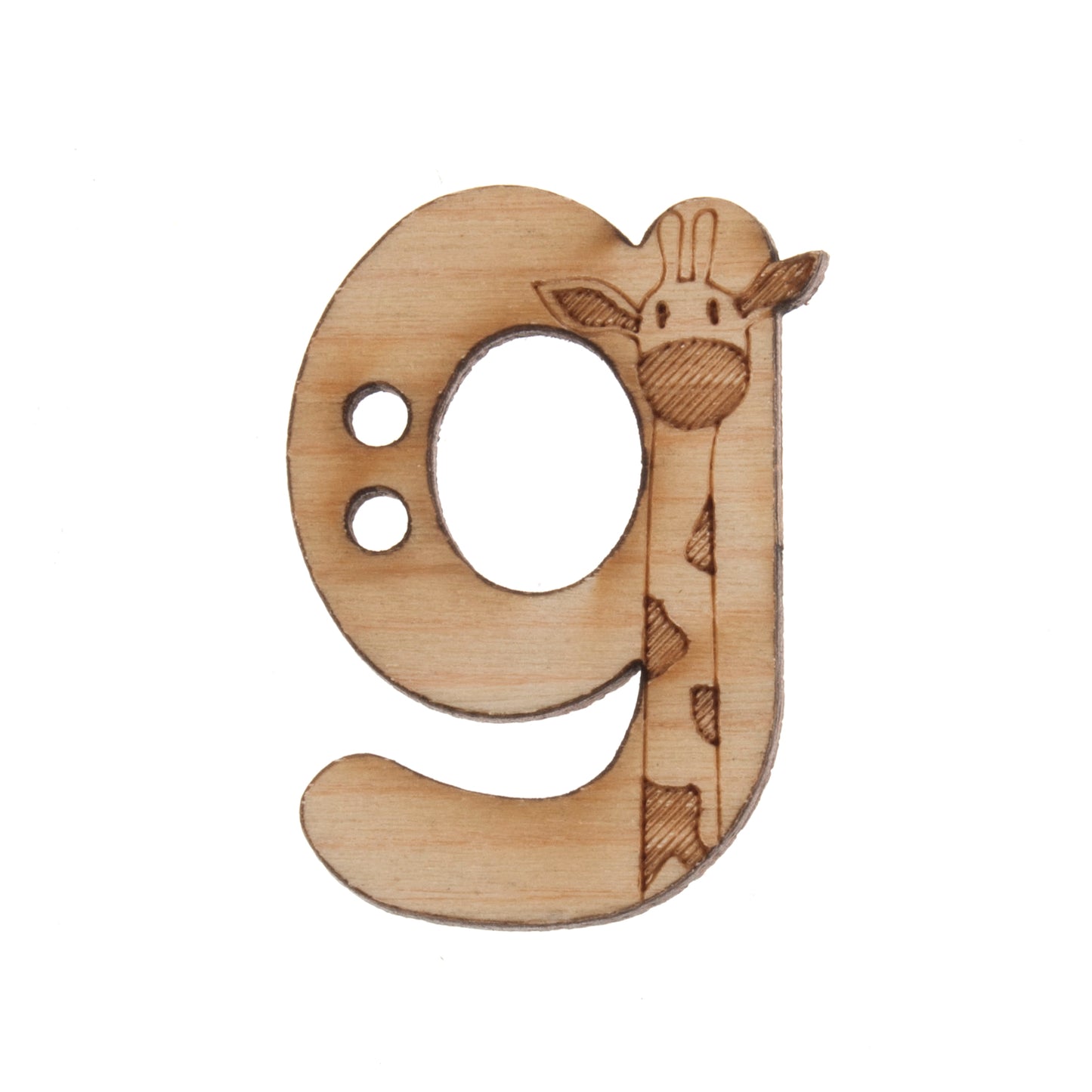 Wooden Alphabet Craft 2 Hole Button - 20mm - Letter G [LD21.3]