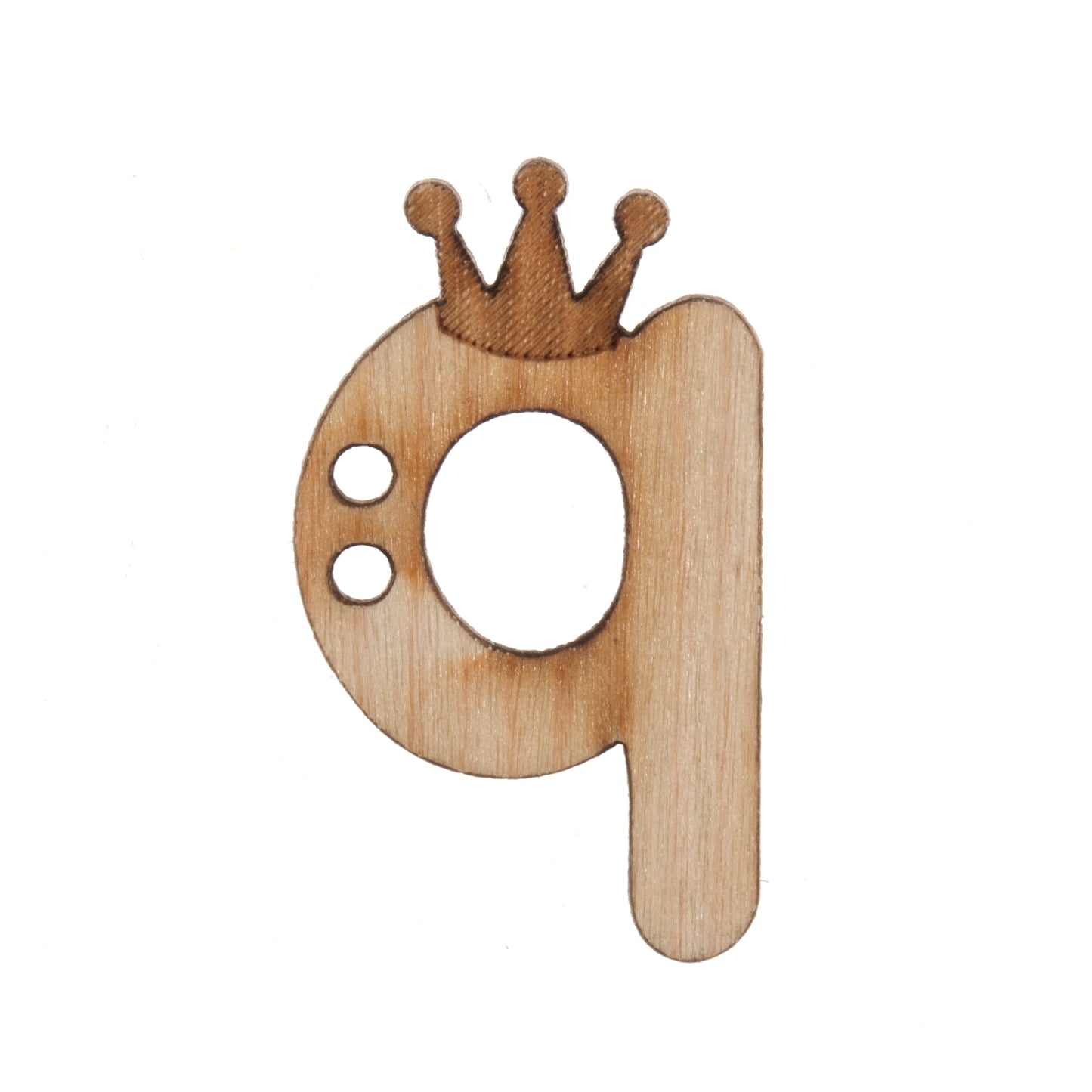Wooden Alphabet Craft 2 Hole Button - 20mm - Letter Q [LD21.5]