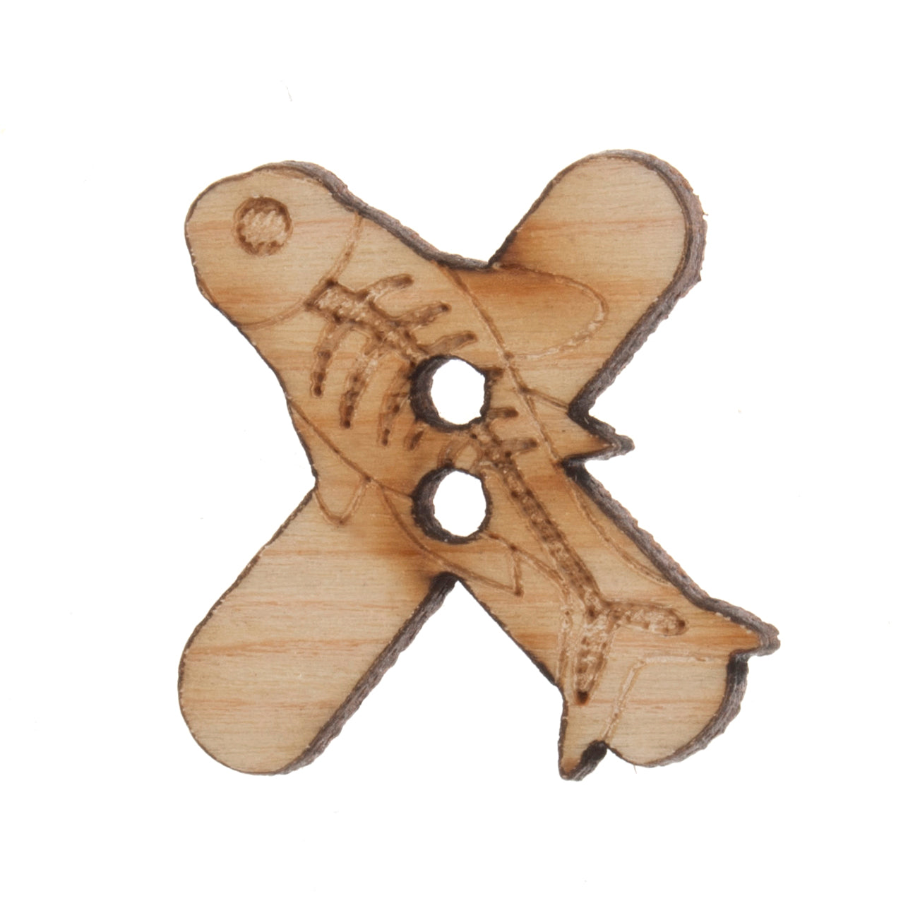 Wooden Alphabet Craft 2 Hole Button - 20mm - Letter X [LD23.6]