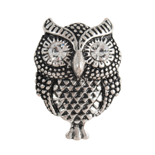 Metal Owl with Diamante Eyes Shank Button - 28mm - Dark Silver [LD35.8]