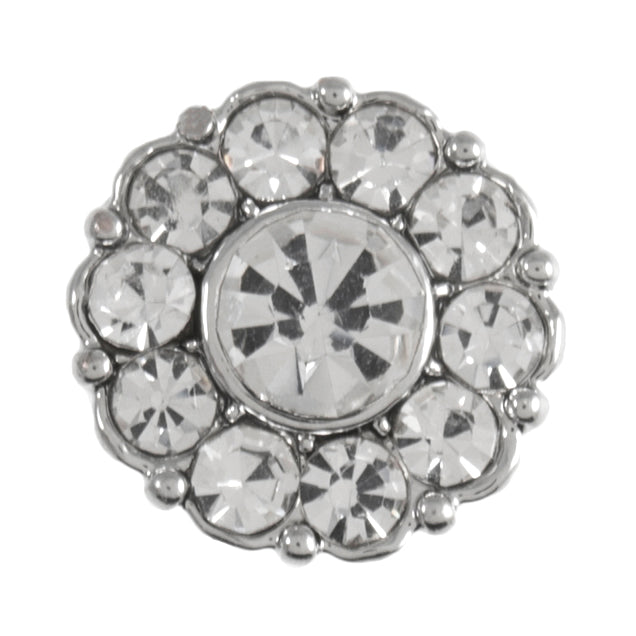 Diamante Flower Shank Button - 11mm - Silver