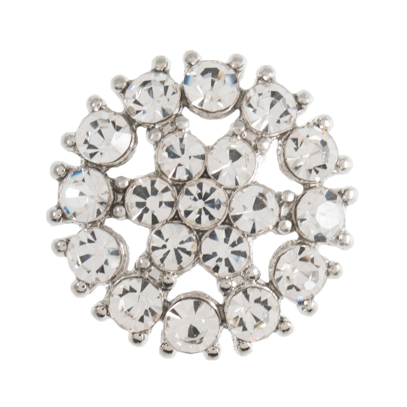 Diamante Flower in Circle Shank Button - 21mm -Silver