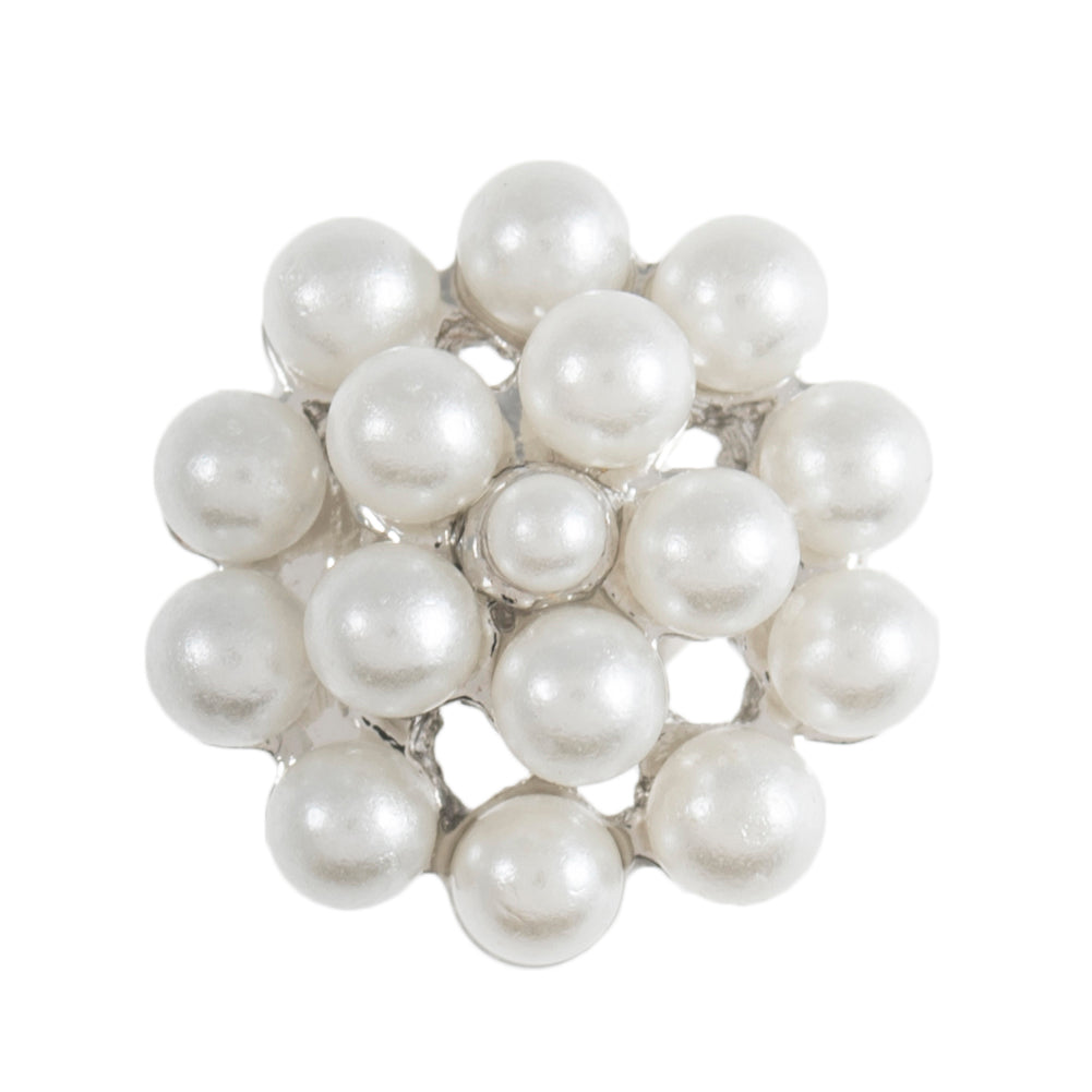 Pearl Cluster Shank Button - 15mm - Silver