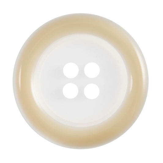 4 Hole Round Coloured Rim Button - 25mm - Cream