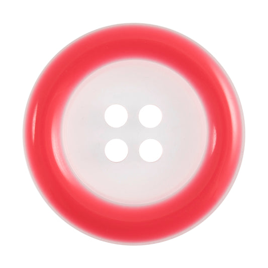 4 Hole Round Coloured Rim Button - 25mm - Red [LC32.6]