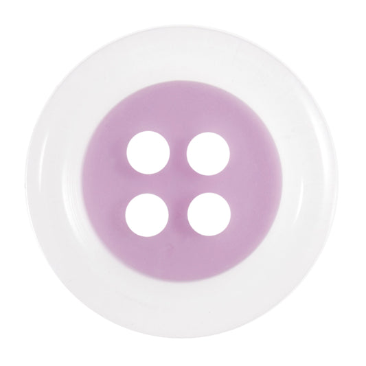 4 Hole Round Clear Rim Button - 15mm - Purple [LC33.5]