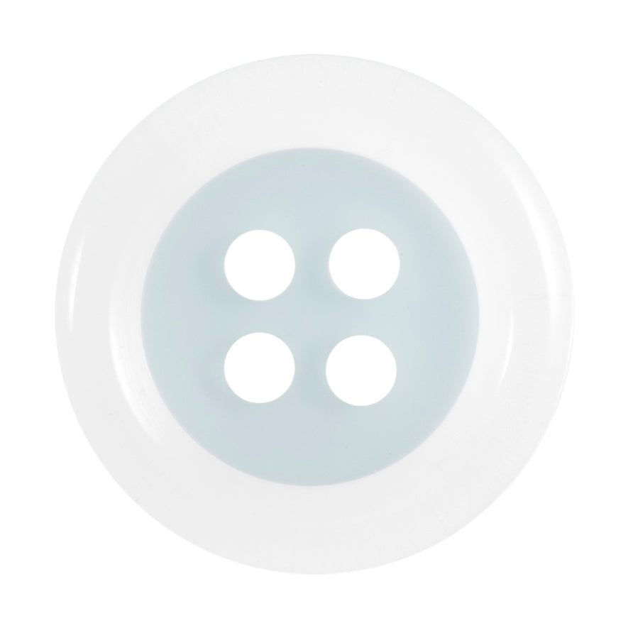 4 Hole Round Clear Rim Button - 15mm - Light Blue