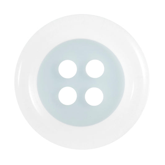 4 Hole Round Clear Rim Button - 15mm - Light Blue