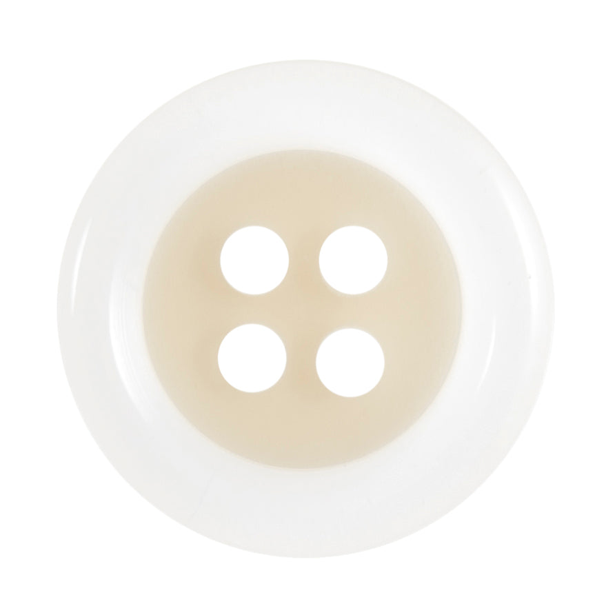 4 Hole Round Clear Rim Button - 15mm - Cream [LC34.6]