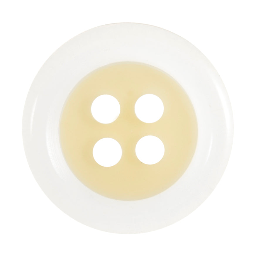 4 Hole Round Clear Rim Button - 15mm - Light Yellow