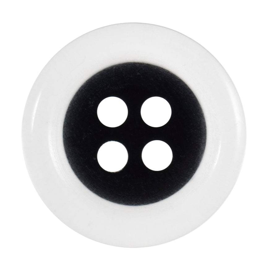 4 Hole Round Clear Rim Button - 15mm - Black [LC23.1]