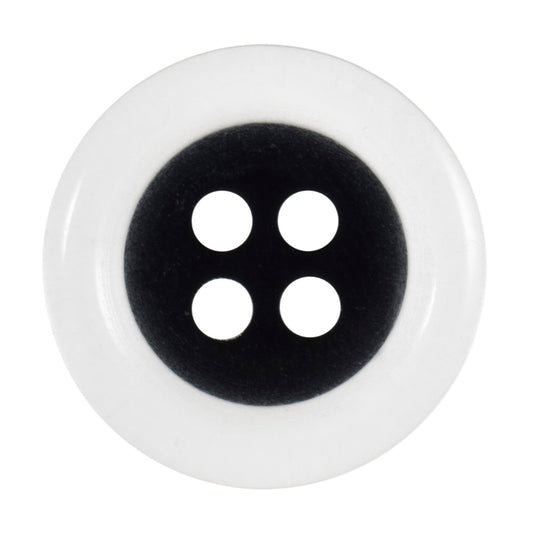 4 Hole Round Clear Rim Button - 15mm - Black [LC23.1]