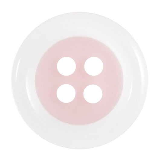 4 Hole Round Clear Rim Button - 15mm - Light Pink [LC31.4]