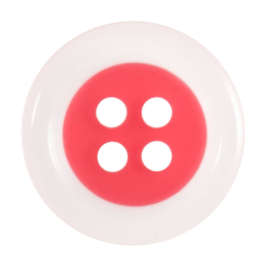4 Hole Round Clear Rim Button - 15mm - Red [LC36.6]