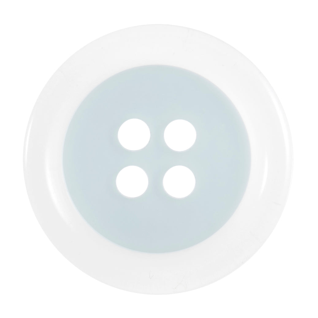 4 Hole Round Clear Rim Button - 20mm - Light Blue