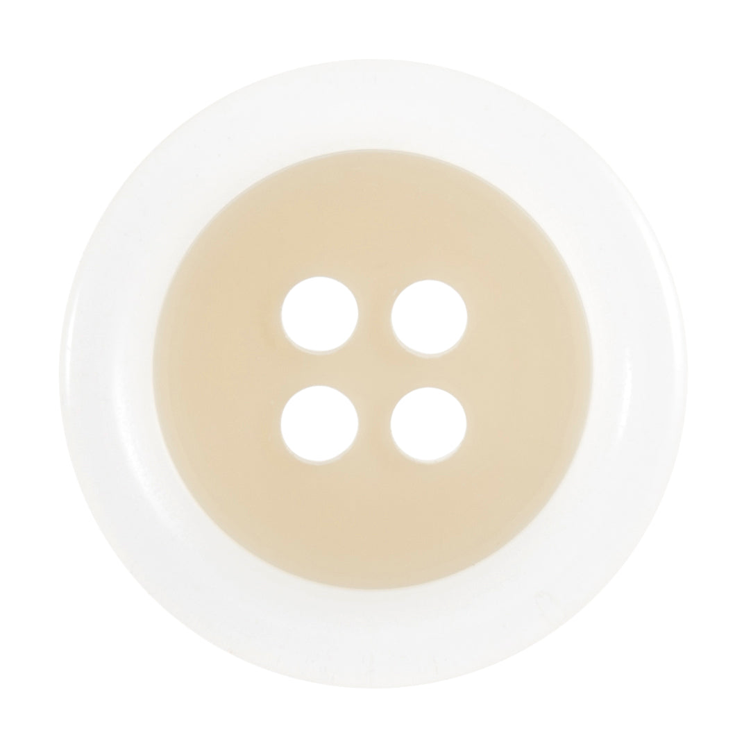 4 Hole Round Clear Rim Button - 20mm - Cream [LC31.7]