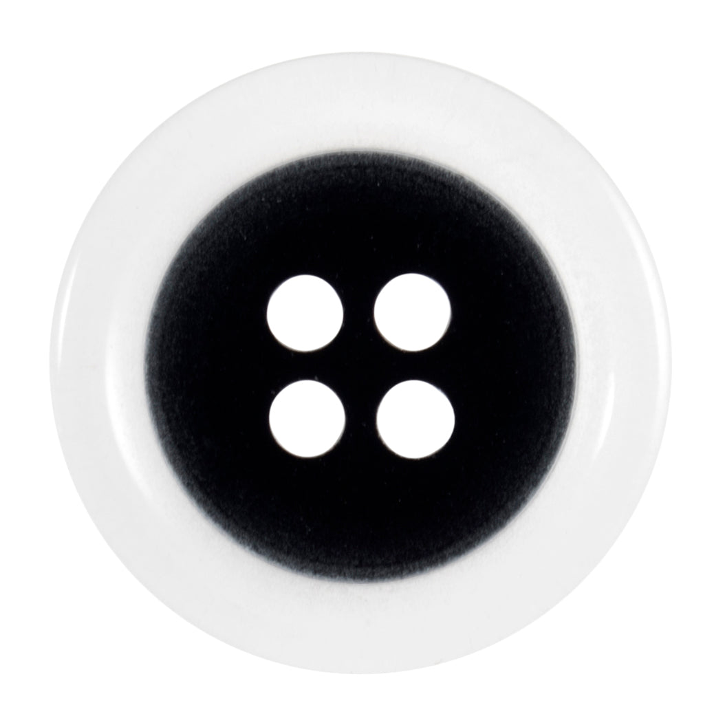 4 Hole Round Clear Rim Button - 20mm - Black [LC33.1]