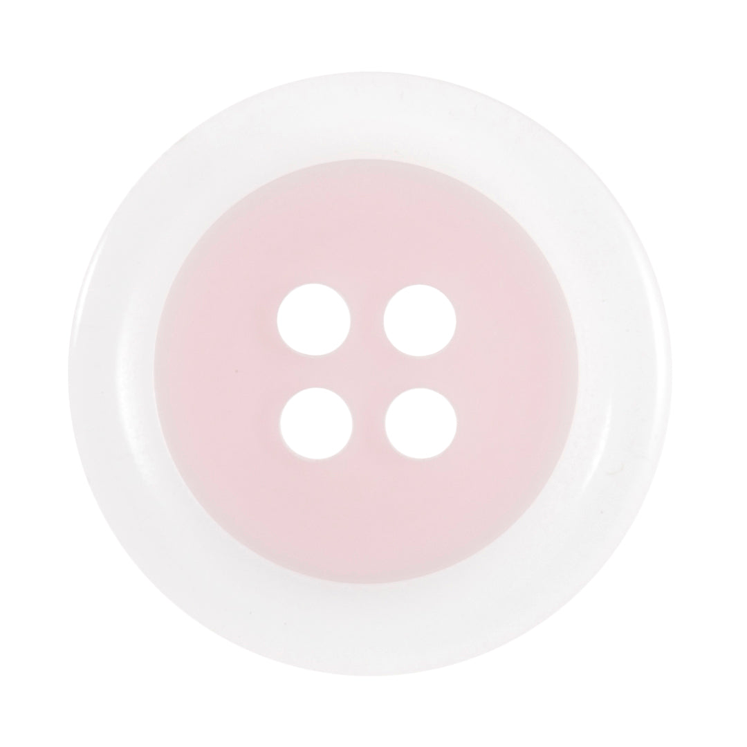 4 Hole Round Clear Rim Button - 20mm - Light Pink