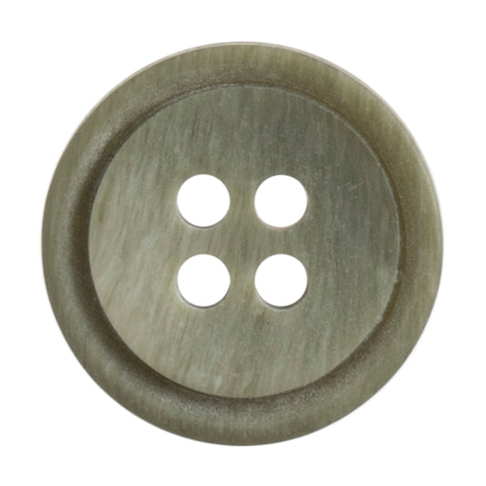 4 Hole Rimmed Ombre Button - 15mm - Khaki