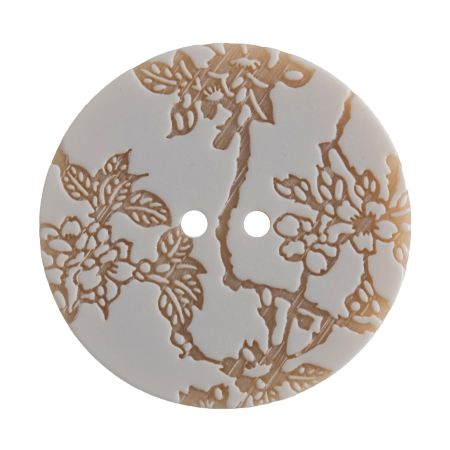 Engraved 2 Hole Floral Button - 28mm - White/Cream [LC18.2]